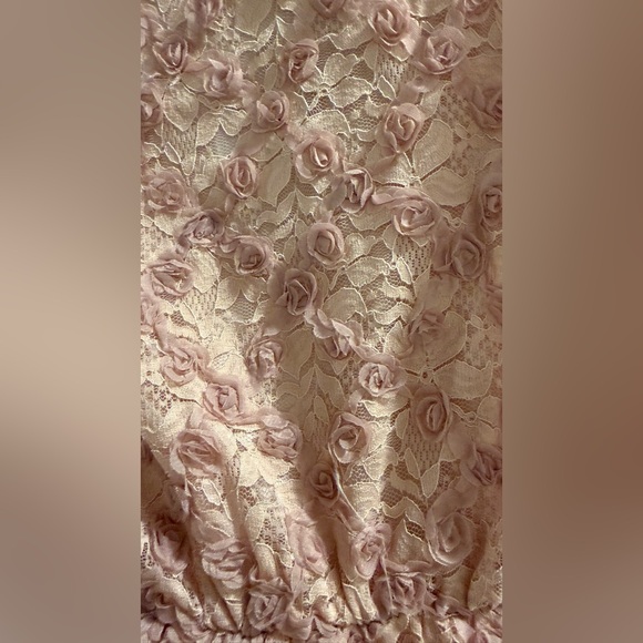 Charming Pink Rosette/Lace Dress - Picture 2 of 3